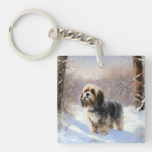 Tibetan Terrier Laat het Sneeuwen Kerstmis  Sleutelhanger