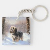 Tibetan Terrier Laat het Sneeuwen Kerstmis Sleutelhanger (Achterkant)