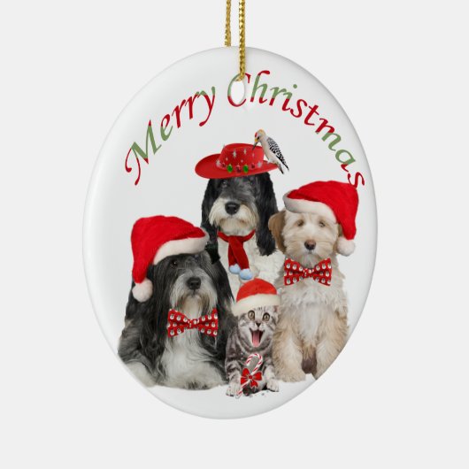 Tibetan Terrier Merry Christmas Ornament (Rechts)