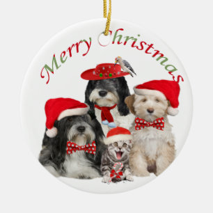Tibetan Terrier Merry kerstversiering Keramisch Ornament