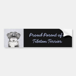 Tibetan Terrier Painting - Cute Original Dog Art Bumpersticker