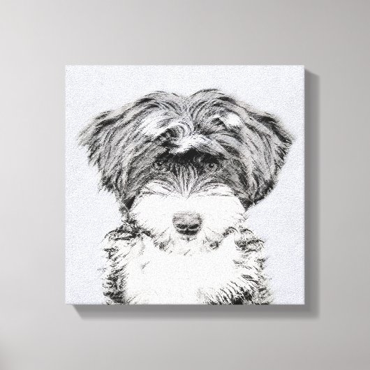 Tibetan Terrier Painting - Cute Original Dog Art Canvas Afdruk (Voorkant)