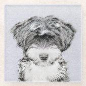 Tibetan Terrier Painting - Cute Original Dog Art Glazen Onderzetter (Voorkant)
