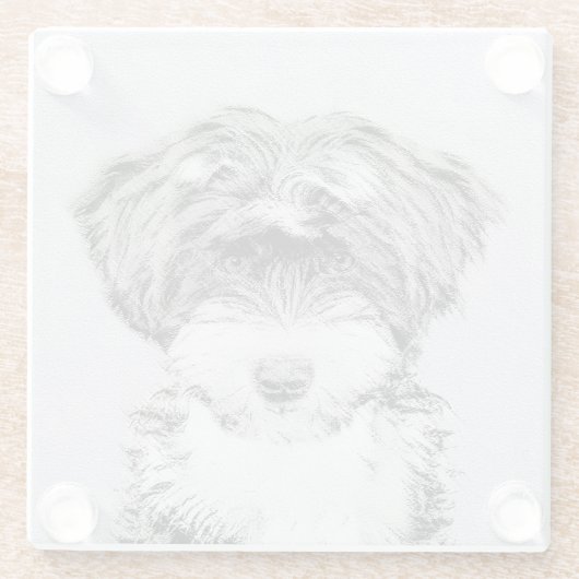 Tibetan Terrier Painting - Cute Original Dog Art Glazen Onderzetter (Achterkant)