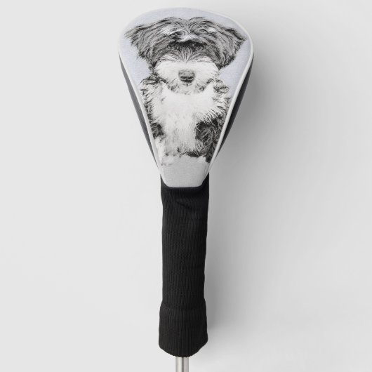 Tibetan Terrier Painting - Cute Original Dog Art Golfheadcover (Voorkant)