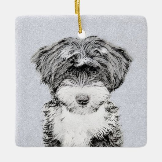 Tibetan Terrier Painting - Cute Original Dog Art Keramisch Ornament (Voorkant)