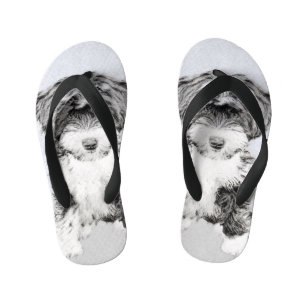 Tibetan Terrier Painting - Cute Original Dog Art Kinder Teenslippers