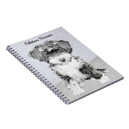 Tibetan Terrier Painting - Cute Original Dog Art Notitieboek (Rechterzijde)