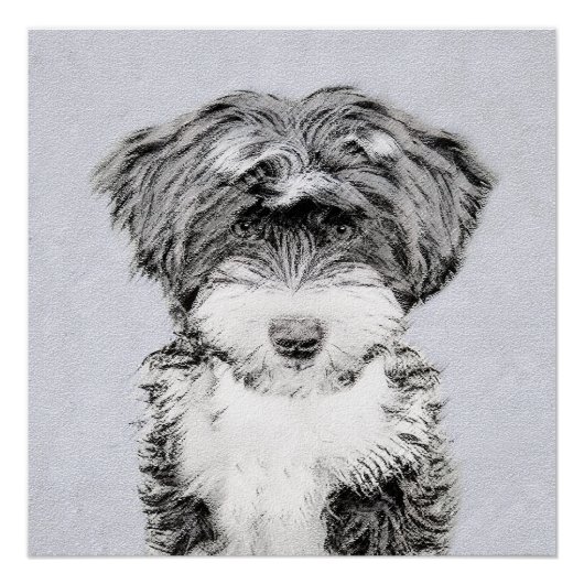 Tibetan Terrier Painting - Cute Original Dog Art Poster (Voorkant)