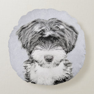 Tibetan Terrier Painting - Cute Original Dog Art Rond Kussen