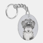 Tibetan Terrier Painting - Cute Original Dog Art Sleutelhanger (Voorkant Links)