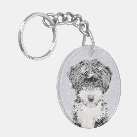 Tibetan Terrier Painting - Cute Original Dog Art Sleutelhanger (Voorkant Links)