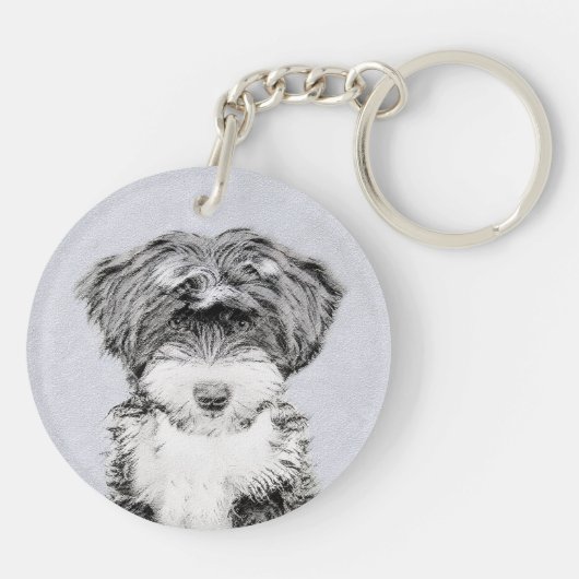 Tibetan Terrier Painting - Cute Original Dog Art Sleutelhanger (Achterkant)