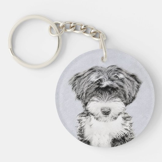 Tibetan Terrier Painting - Cute Original Dog Art Sleutelhanger (Voorkant)