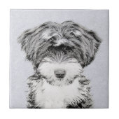 Tibetan Terrier Painting - Cute Original Dog Art Tegeltje (Voorkant)
