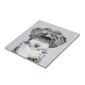 Tibetan Terrier Painting - Cute Original Dog Art Tegeltje (Zijkant)