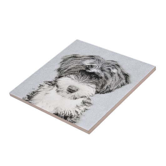Tibetan Terrier Painting - Cute Original Dog Art Tegeltje (Zijkant)