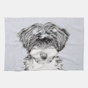 Tibetan Terrier Painting - Cute Original Dog Art Theedoek