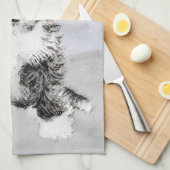 Tibetan Terrier Painting - Cute Original Dog Art Theedoek (Quarter Fold)