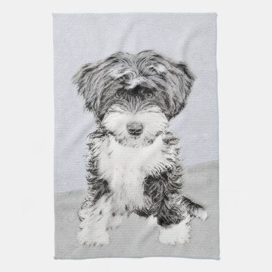 Tibetan Terrier Painting - Cute Original Dog Art Theedoek (Verticaal)
