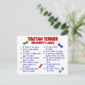 TIBETAN TERRIER Property Laws 2 Briefkaart (Staand voorkant)