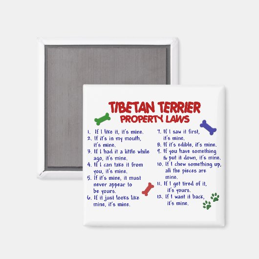 TIBETAN TERRIER Property Laws 2 Magneet (Voorkant / Achterkant)