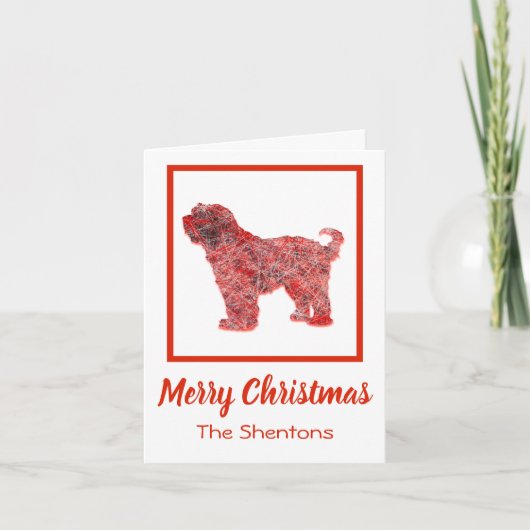 Tibetan Terrier Red Kersthond Kaart met Kerstmis (Voorkant)