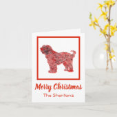 Tibetan Terrier Red Kersthond Kaart met Kerstmis (Gele Bloem)