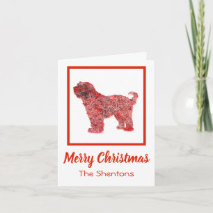 Tibetan Terrier Red Kersthond Kaart met Kerstmis