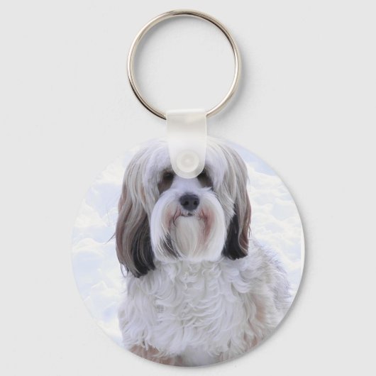 Tibetan Terrier Sable and White Sleutelhanger (Voorkant)