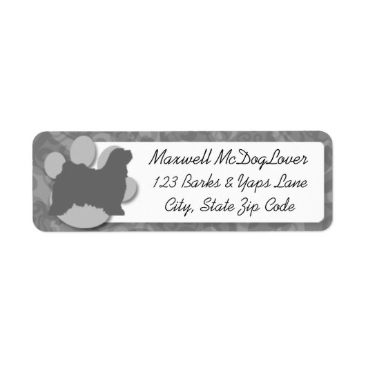 Tibetan Terrier Silhouette Etiket (Voorkant)