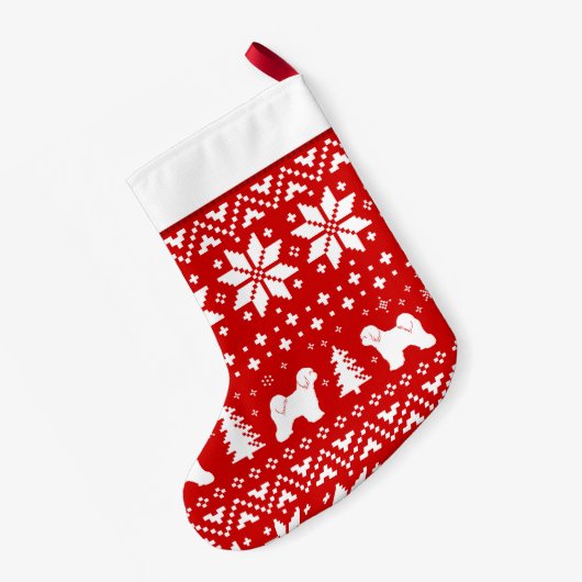 Tibetan Terrier Silhouettes Pattern Hondenliefhebb Kleine Kerstsok (Achterkant (Hangend))