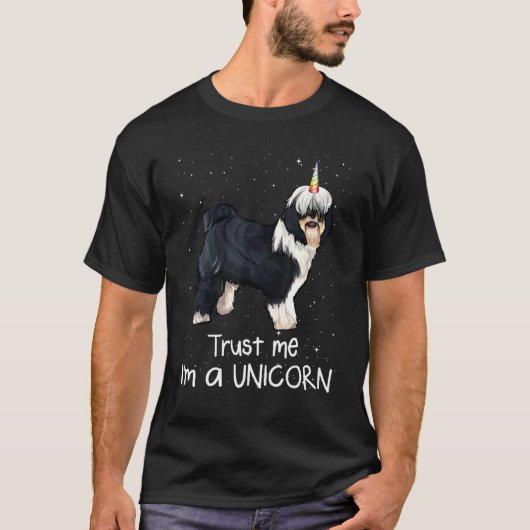 Tibetan Terrier Trust me I m A Unicorn Dog T-shirt (Voorkant)