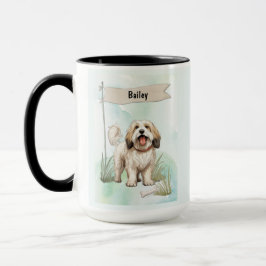 Tibetan Terrier Watercolor Personalized Dog Mok