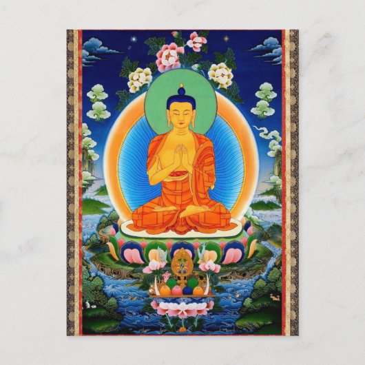 Tibetan Thangka Prabhutaratna Buddha Briefkaart (Voorkant)