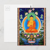 Tibetan Thangka Prabhutaratna Buddha Briefkaart (Voorkant / Achterkant)