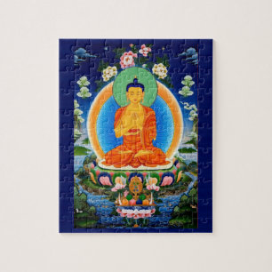 Tibetan Thangka Prabhutaratna Buddha Jigzaag Puzzl Legpuzzel