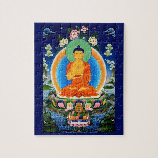 Tibetan Thangka Prabhutaratna Buddha Jigzaag Puzzl Legpuzzel (Verticaal)