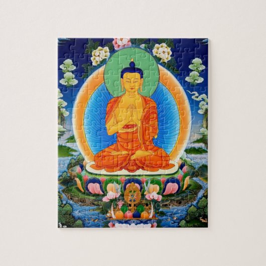 Tibetan Thangka Prabhutaratna Buddha Jigzaag Puzzl Legpuzzel (Verticaal)