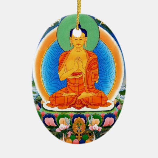 Tibetan Thangka Prabhutaratna Buddha Keramisch Ornament (Voorkant)