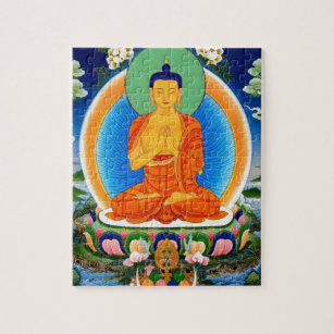 Tibetan Thangka Prabhutaratna Buddha Legpuzzel