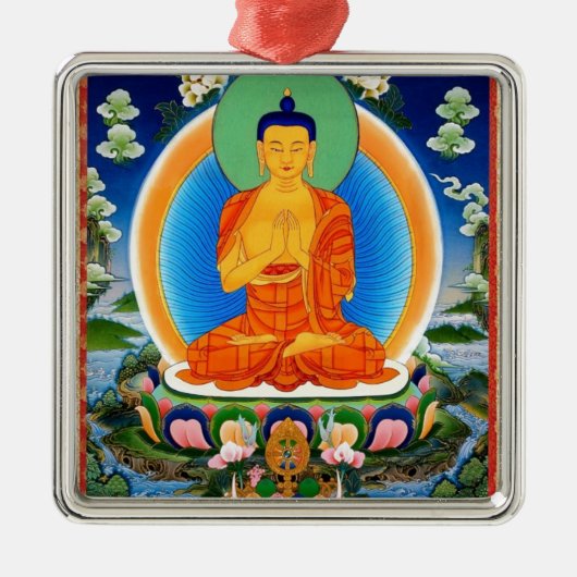 Tibetan Thangka Prabhutaratna Buddha Metalen Ornament (Voorkant)