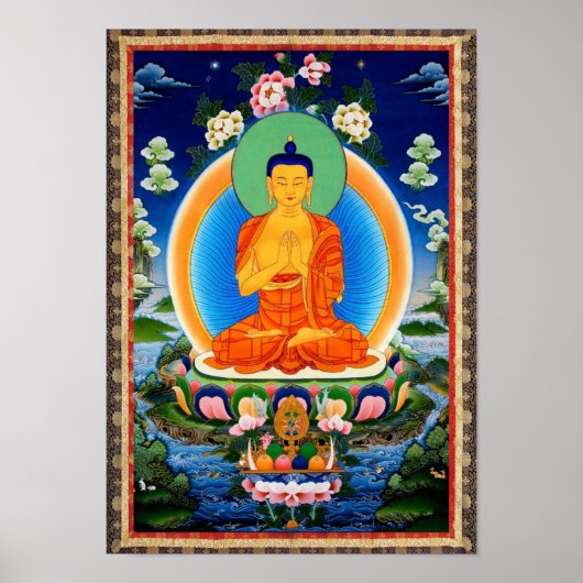 Tibetan Thangka Prabhutaratna Buddha Poster (Voorkant)