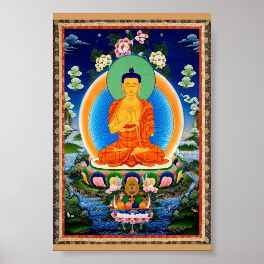 Tibetan Thangka Prabhutaratna Buddha Poster (Voorkant)