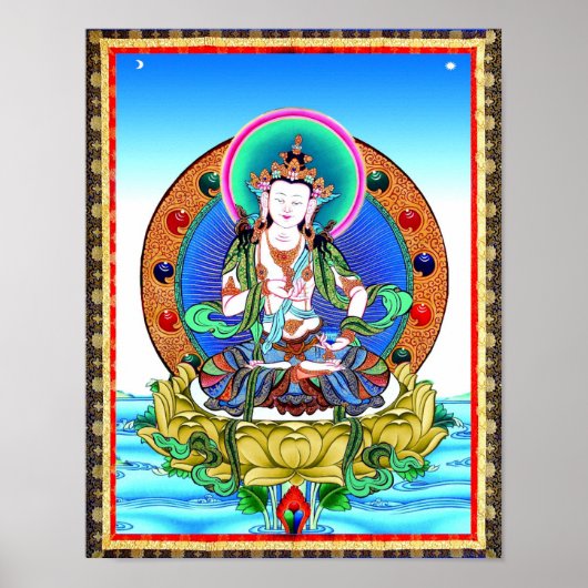 Tibetan Thangka Vajrasattva Tattoo Mandala Poster (Voorkant)
