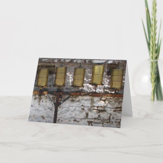 Tibetan wenskaart van gebedwielen (spatie binnen) kaart (Voorkant)