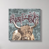 Tibetan Yak met Mani Mantra ( OM MANI PADME HUM ) Canvas Afdruk (Voorkant)