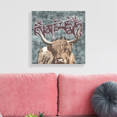 Tibetan Yak met Mani Mantra ( OM MANI PADME HUM ) Canvas Afdruk (Insitu (Woonkamer))