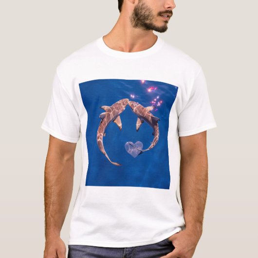Tiburones blancos enamorados t-shirt (Voorkant)