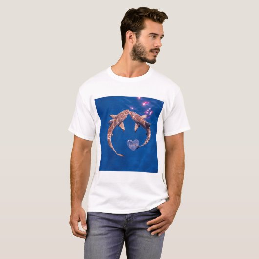 Tiburones blancos enamorados t-shirt (Voorkant volledig)